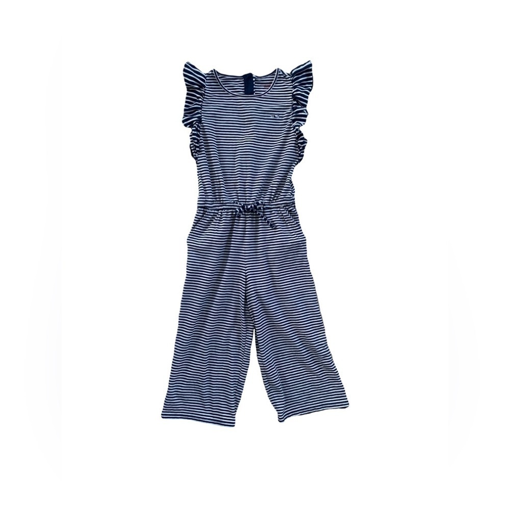 Vineyard Vines Size 7 Edgartown Ruffle Striped Jumpsuit